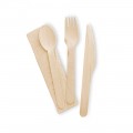 Zestaw EKO drewniany 50 WIMEX (nóż, widelec, łyżka, serwetka)