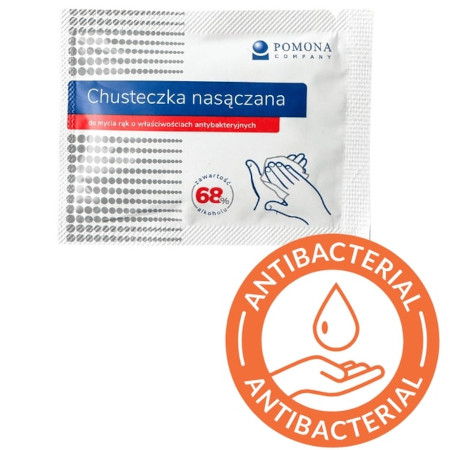 Chusteczki dezynfekujące w saszetkach 68% alk. x 50 szt