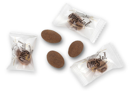 Migdał w czekoladzie mlecznej z cynamonem 2,8g x 200 sztuk