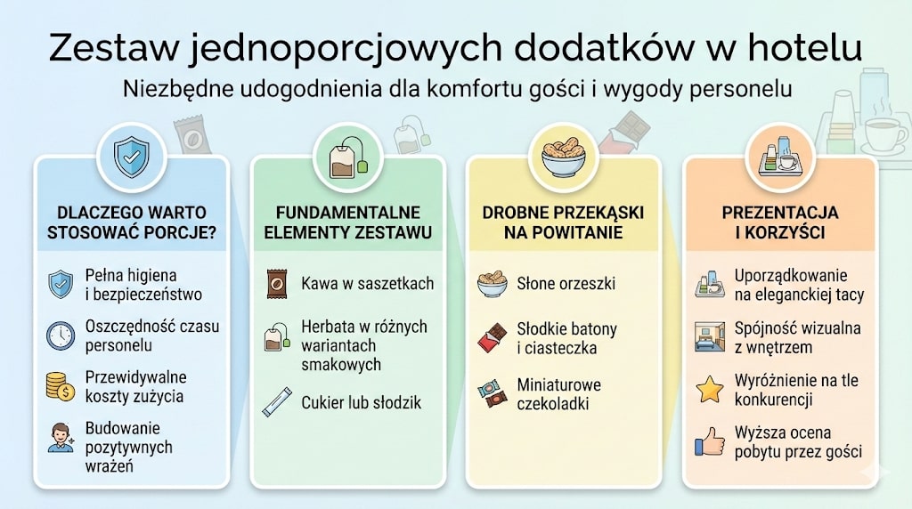 Zestaw jednoporcjowych dodatków w hotelu