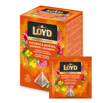 Herbata LOYD Rooibos & Manuka z maliną i żurawiną Premium w piramidkach 20 szt x 1,7g