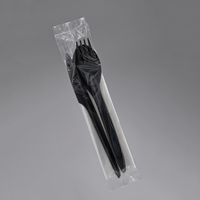 Zestaw Reusable Premium CZARNY serwetka, nóż, widelec, łyżka x 250 szt.