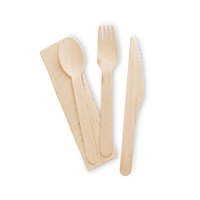 Zestaw EKO drewniany  (nóż, widelec, łyżka, serwetka) x 50 sztuk