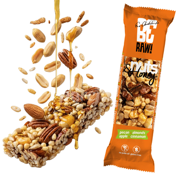BeRAW! Nuts&Honey Baton orzechowy pekan i miód 15 x 30 g