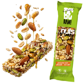 BeRAW! Nuts&Honey Baton orzechowy pistacje i miód 15 x 30 g