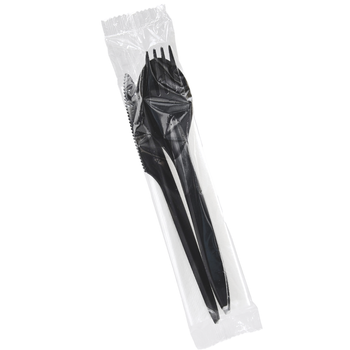 Zestaw Reusable Premium CZARNY serwetka, nóż, widelec, łyżka x 250 szt.